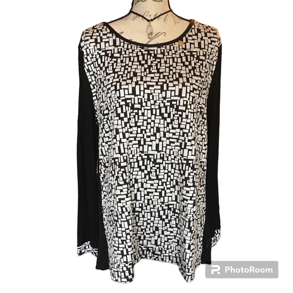 NWT Beta’s Choice X-Large Long Sleeve Black/White Pullover Blouse